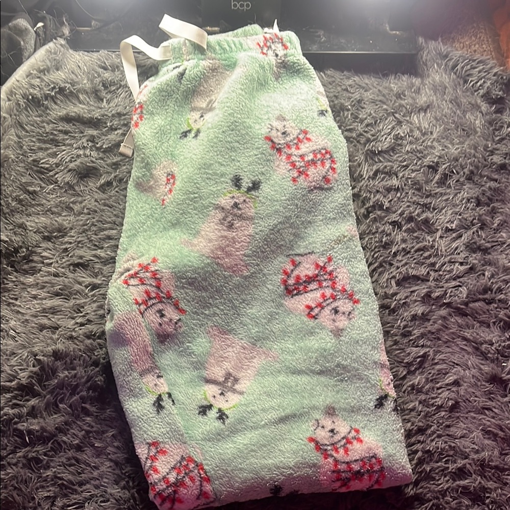 Mint Green Pajama Pants with Dog Print